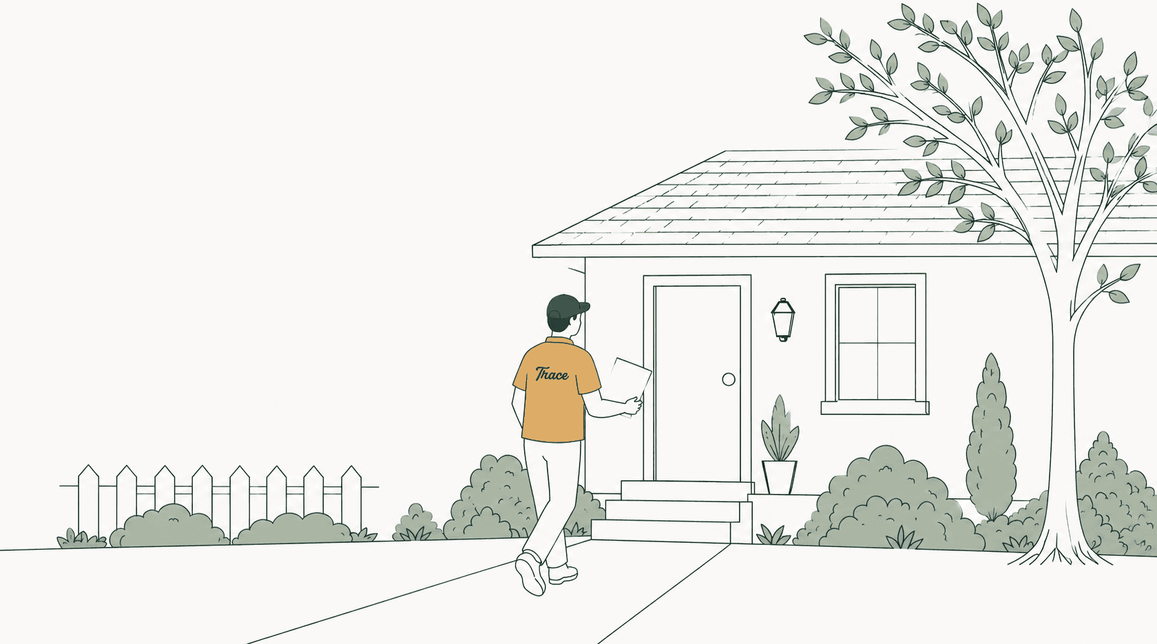Trace process server approaching a residence